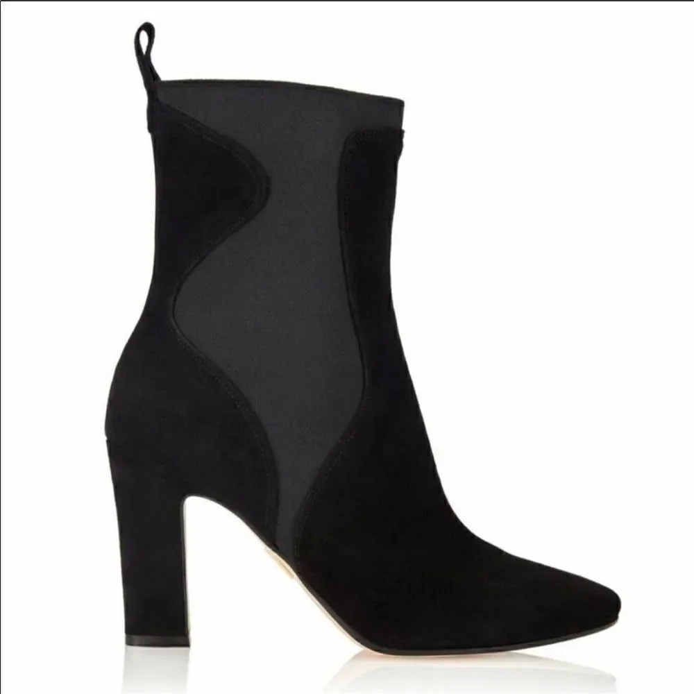 New Tamara Mellon Brim 90 Suede Stretch Booties Heels Women’s 7.5